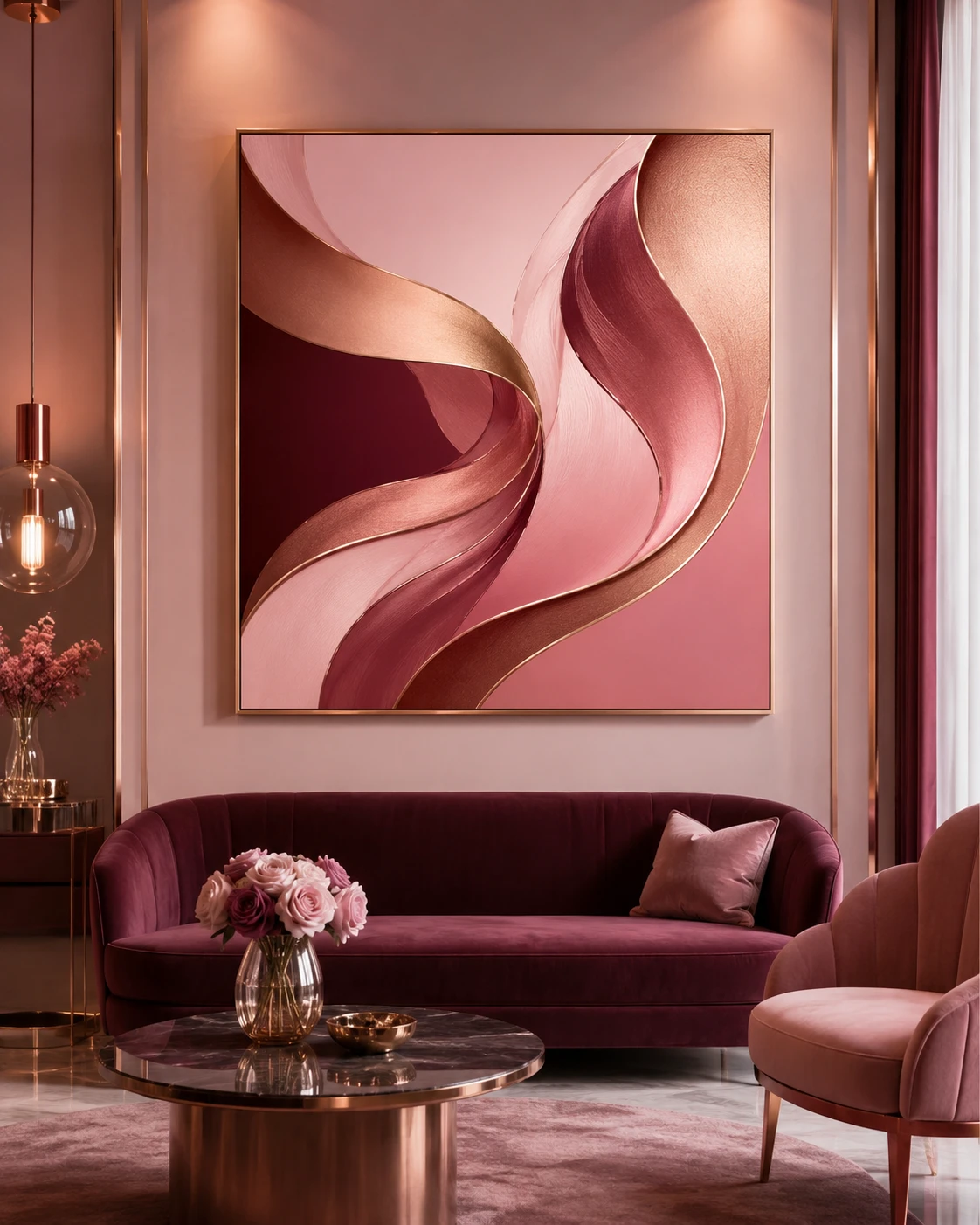Rose & Gold wall art, Abstract