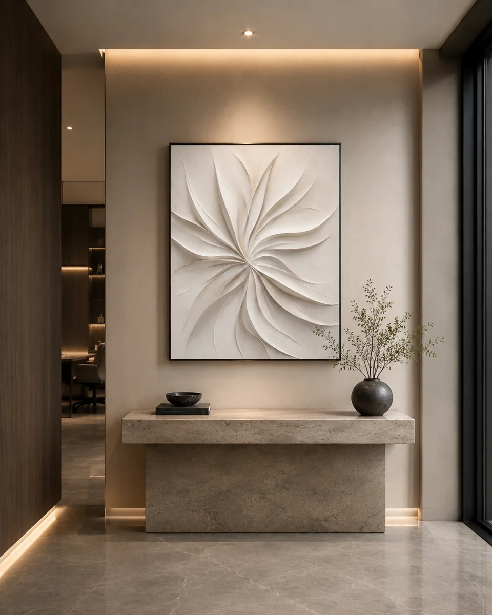 Leaves in White wall art, Minimalist Art