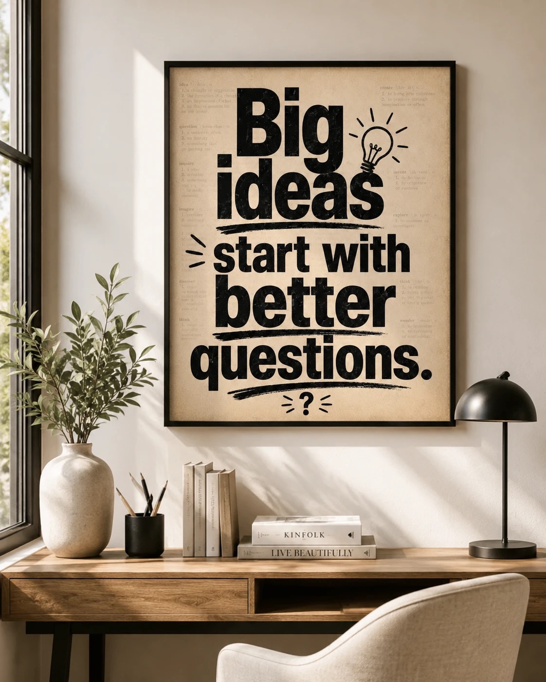 תמונת קיר Big Ideas Start With Better Questions, מוטיבציה