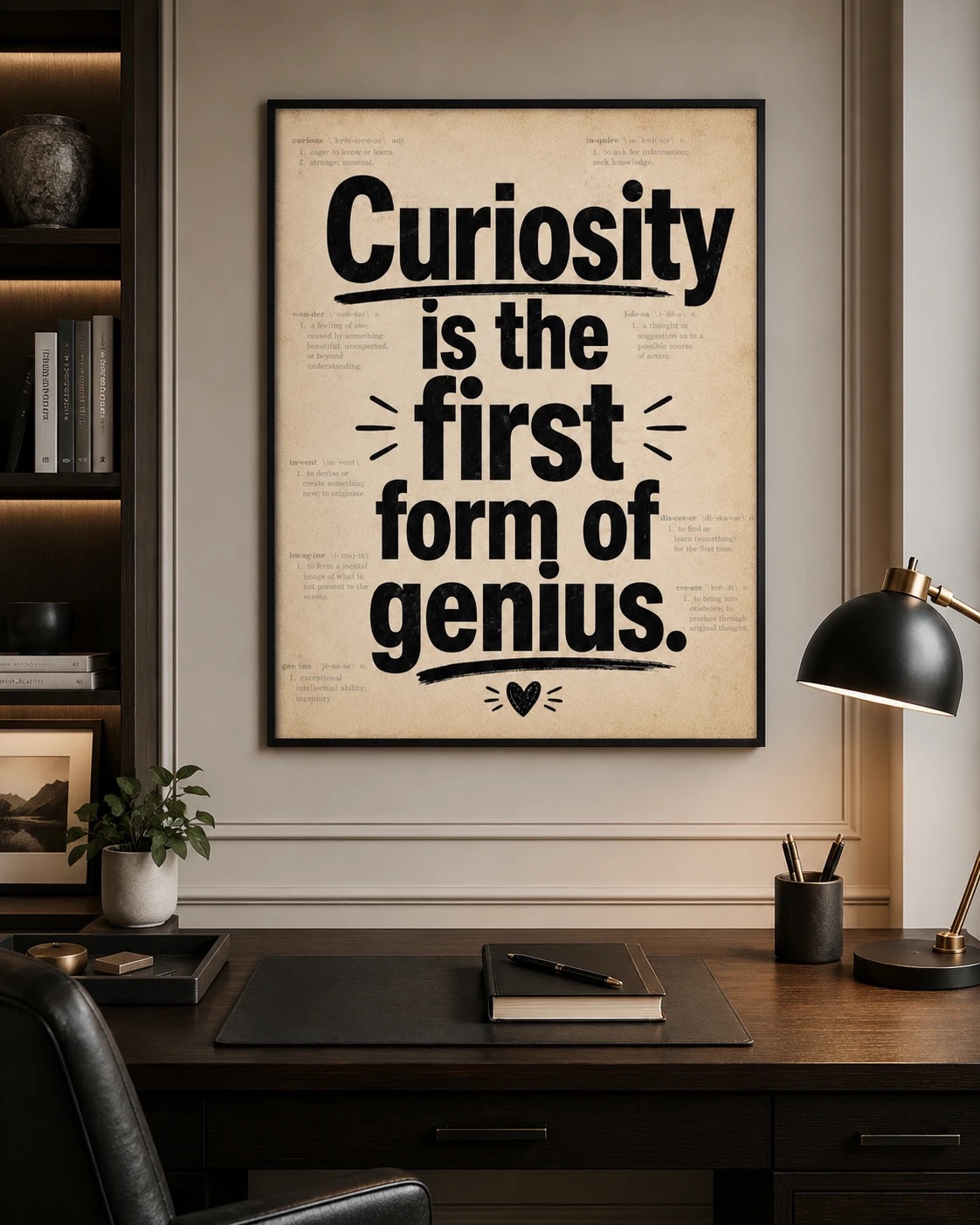 תמונת קיר Curiosity Is The First Form Of Genius, מוטיבציה